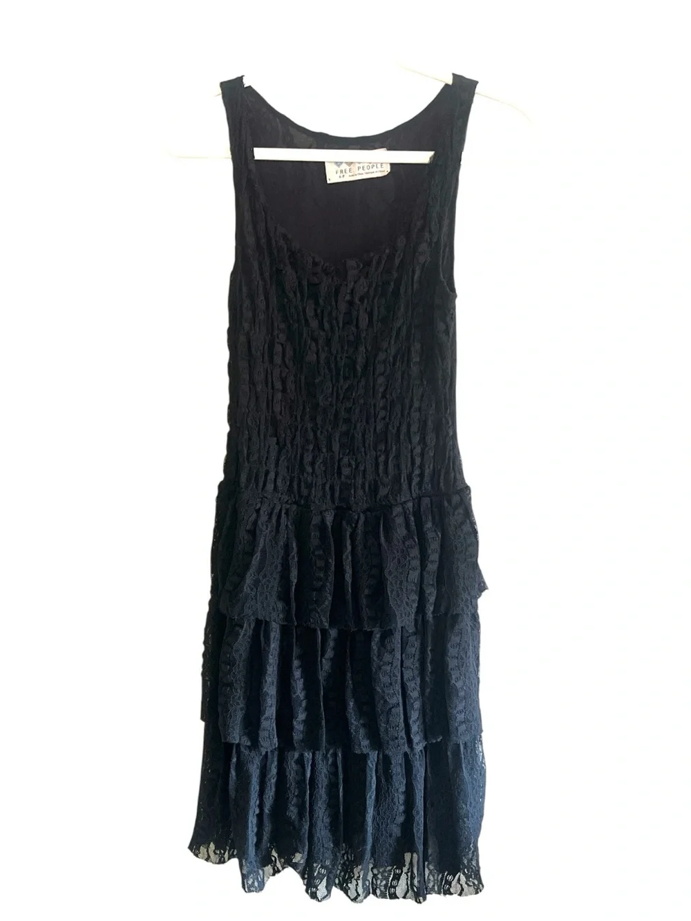 Free People Black Lace Tiered Dress Romantic Goth Whimsigoth S